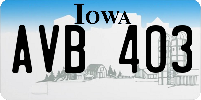 IA license plate AVB403
