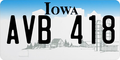 IA license plate AVB418