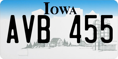 IA license plate AVB455