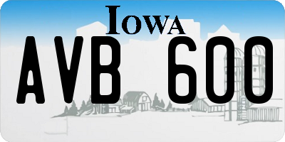 IA license plate AVB600