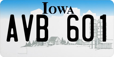 IA license plate AVB601