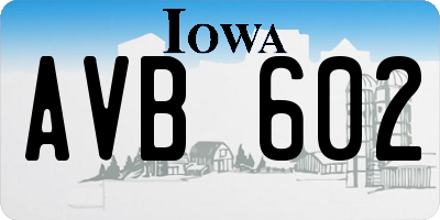 IA license plate AVB602