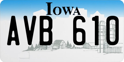 IA license plate AVB610