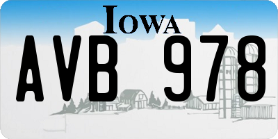 IA license plate AVB978