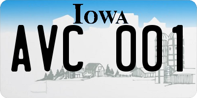 IA license plate AVC001