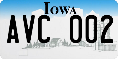 IA license plate AVC002
