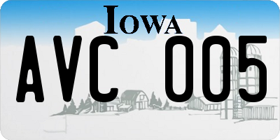 IA license plate AVC005