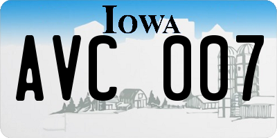 IA license plate AVC007