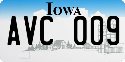 IA license plate AVC009