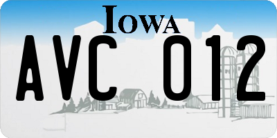 IA license plate AVC012