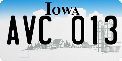 IA license plate AVC013
