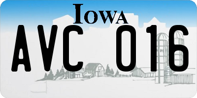 IA license plate AVC016