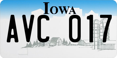 IA license plate AVC017