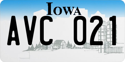 IA license plate AVC021