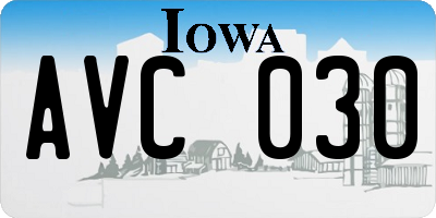 IA license plate AVC030