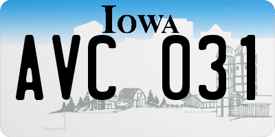 IA license plate AVC031