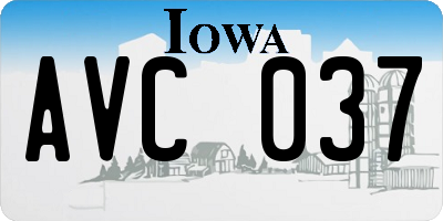 IA license plate AVC037