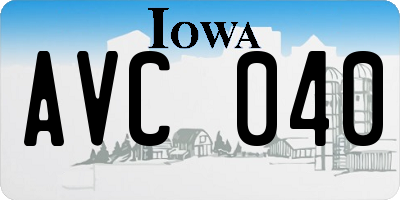 IA license plate AVC040