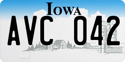 IA license plate AVC042