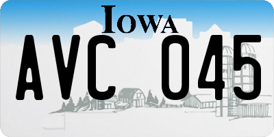 IA license plate AVC045