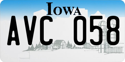 IA license plate AVC058