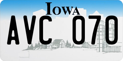 IA license plate AVC070