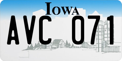 IA license plate AVC071