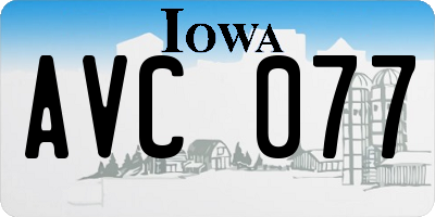 IA license plate AVC077