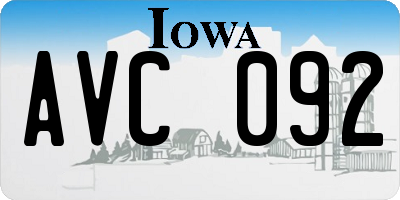 IA license plate AVC092