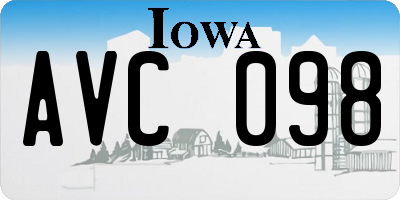 IA license plate AVC098