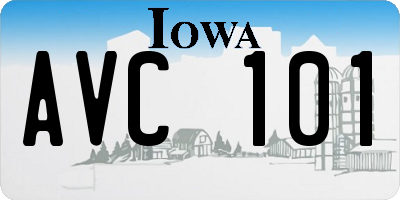 IA license plate AVC101