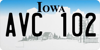 IA license plate AVC102
