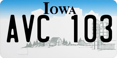 IA license plate AVC103