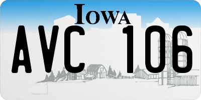 IA license plate AVC106