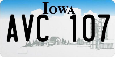 IA license plate AVC107