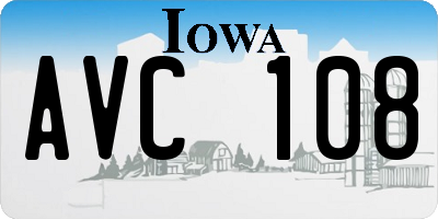 IA license plate AVC108