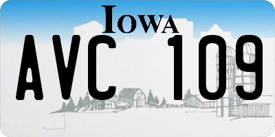 IA license plate AVC109