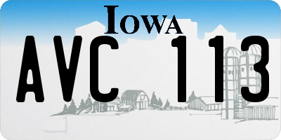 IA license plate AVC113
