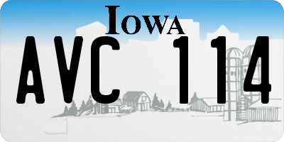 IA license plate AVC114