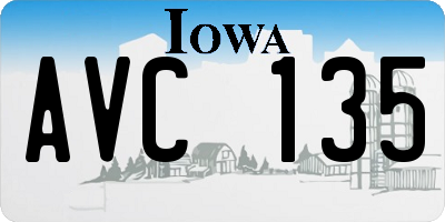 IA license plate AVC135