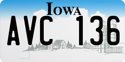 IA license plate AVC136