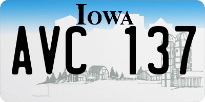 IA license plate AVC137