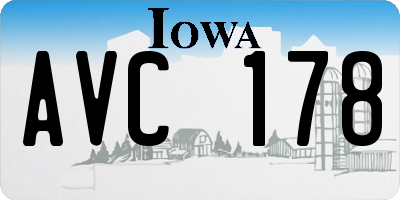 IA license plate AVC178