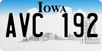 IA license plate AVC192