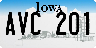 IA license plate AVC201