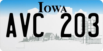 IA license plate AVC203
