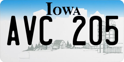 IA license plate AVC205