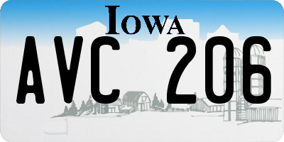 IA license plate AVC206