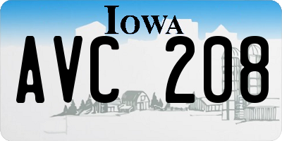 IA license plate AVC208