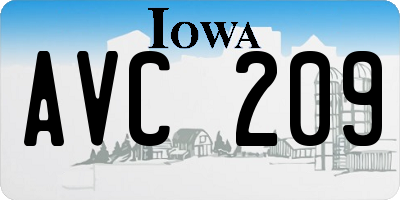 IA license plate AVC209